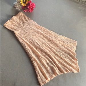 Peach Lace Strapless Dress